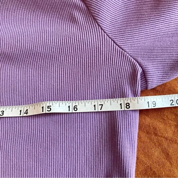 VTG Y2K Lands' End Purple Notched Neck 3/4 Sleeve Ribbed Tee Women’s Medium - Picture 6 of 6